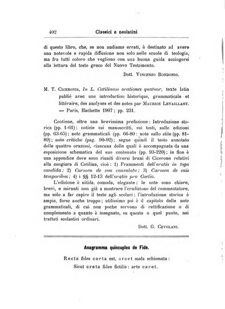 Classici e neolatini rivista filologica