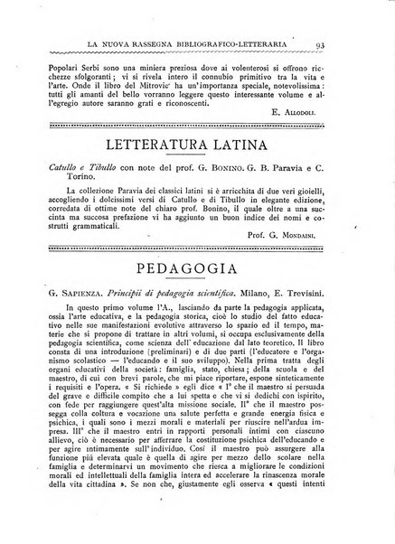 La nuova rassegna bibliografico-letteraria