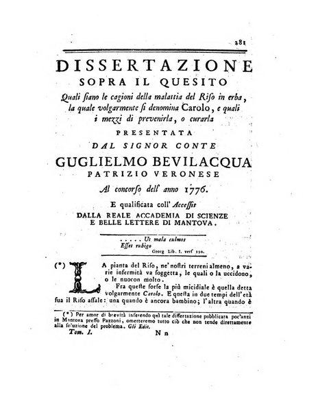 Opuscoli scelti sulle scienze e sulle arti. Tratti dagli Atti delle Accademie, e dalle altre collezioni filosofiche, e letterarie, dalle opere più recenti inglesi, tedesche, francesi, latine, e italiane, e da manoscritti originali, e inediti