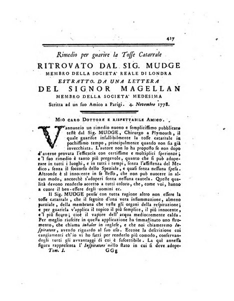 Opuscoli scelti sulle scienze e sulle arti. Tratti dagli Atti delle Accademie, e dalle altre collezioni filosofiche, e letterarie, dalle opere più recenti inglesi, tedesche, francesi, latine, e italiane, e da manoscritti originali, e inediti