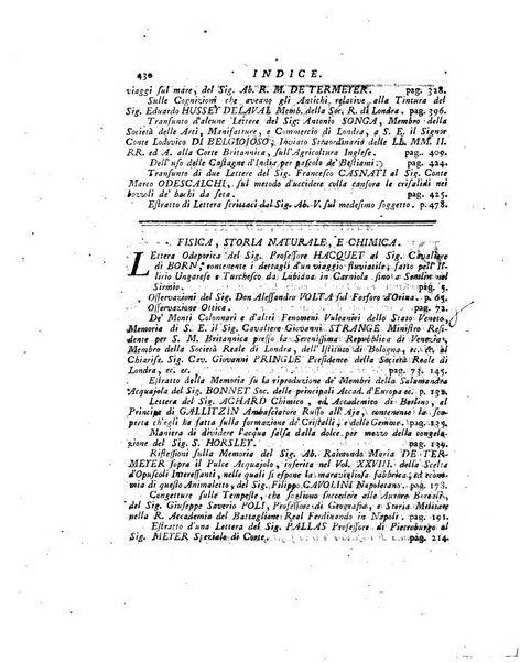 Opuscoli scelti sulle scienze e sulle arti. Tratti dagli Atti delle Accademie, e dalle altre collezioni filosofiche, e letterarie, dalle opere più recenti inglesi, tedesche, francesi, latine, e italiane, e da manoscritti originali, e inediti