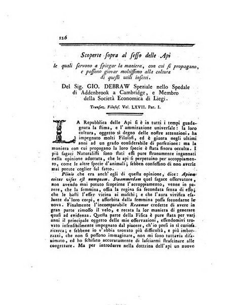 Opuscoli scelti sulle scienze e sulle arti. Tratti dagli Atti delle Accademie, e dalle altre collezioni filosofiche, e letterarie, dalle opere più recenti inglesi, tedesche, francesi, latine, e italiane, e da manoscritti originali, e inediti