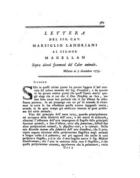 Opuscoli scelti sulle scienze e sulle arti. Tratti dagli Atti delle Accademie, e dalle altre collezioni filosofiche, e letterarie, dalle opere più recenti inglesi, tedesche, francesi, latine, e italiane, e da manoscritti originali, e inediti