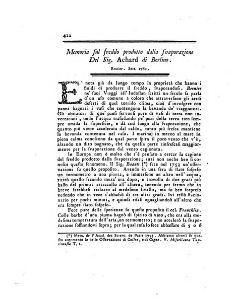 Opuscoli scelti sulle scienze e sulle arti. Tratti dagli Atti delle Accademie, e dalle altre collezioni filosofiche, e letterarie, dalle opere più recenti inglesi, tedesche, francesi, latine, e italiane, e da manoscritti originali, e inediti