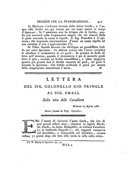 Opuscoli scelti sulle scienze e sulle arti. Tratti dagli Atti delle Accademie, e dalle altre collezioni filosofiche, e letterarie, dalle opere più recenti inglesi, tedesche, francesi, latine, e italiane, e da manoscritti originali, e inediti