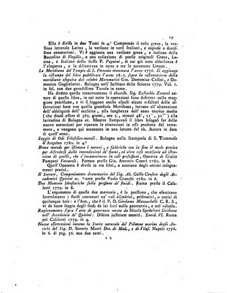 Opuscoli scelti sulle scienze e sulle arti. Tratti dagli Atti delle Accademie, e dalle altre collezioni filosofiche, e letterarie, dalle opere più recenti inglesi, tedesche, francesi, latine, e italiane, e da manoscritti originali, e inediti