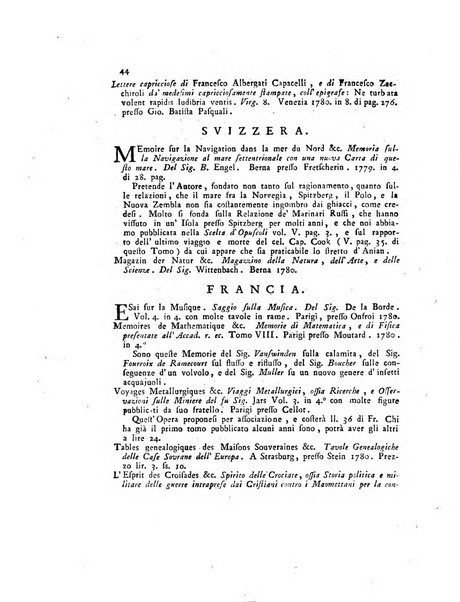 Opuscoli scelti sulle scienze e sulle arti. Tratti dagli Atti delle Accademie, e dalle altre collezioni filosofiche, e letterarie, dalle opere più recenti inglesi, tedesche, francesi, latine, e italiane, e da manoscritti originali, e inediti