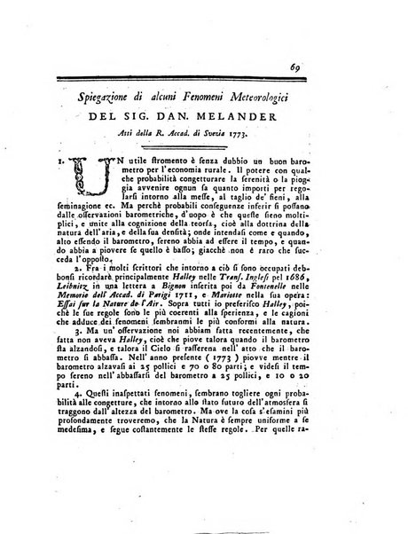 Opuscoli scelti sulle scienze e sulle arti. Tratti dagli Atti delle Accademie, e dalle altre collezioni filosofiche, e letterarie, dalle opere più recenti inglesi, tedesche, francesi, latine, e italiane, e da manoscritti originali, e inediti