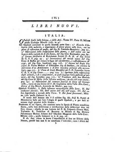 Opuscoli scelti sulle scienze e sulle arti. Tratti dagli Atti delle Accademie, e dalle altre collezioni filosofiche, e letterarie, dalle opere più recenti inglesi, tedesche, francesi, latine, e italiane, e da manoscritti originali, e inediti