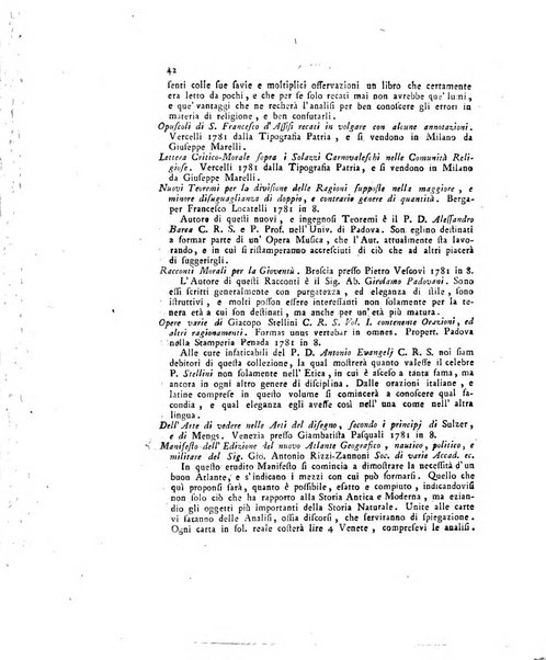 Opuscoli scelti sulle scienze e sulle arti. Tratti dagli Atti delle Accademie, e dalle altre collezioni filosofiche, e letterarie, dalle opere più recenti inglesi, tedesche, francesi, latine, e italiane, e da manoscritti originali, e inediti