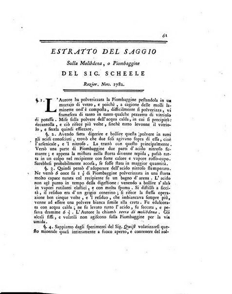 Opuscoli scelti sulle scienze e sulle arti. Tratti dagli Atti delle Accademie, e dalle altre collezioni filosofiche, e letterarie, dalle opere più recenti inglesi, tedesche, francesi, latine, e italiane, e da manoscritti originali, e inediti