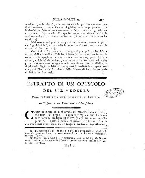 Opuscoli scelti sulle scienze e sulle arti. Tratti dagli Atti delle Accademie, e dalle altre collezioni filosofiche, e letterarie, dalle opere più recenti inglesi, tedesche, francesi, latine, e italiane, e da manoscritti originali, e inediti