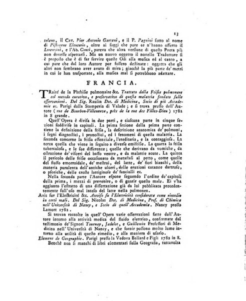 Opuscoli scelti sulle scienze e sulle arti. Tratti dagli Atti delle Accademie, e dalle altre collezioni filosofiche, e letterarie, dalle opere più recenti inglesi, tedesche, francesi, latine, e italiane, e da manoscritti originali, e inediti