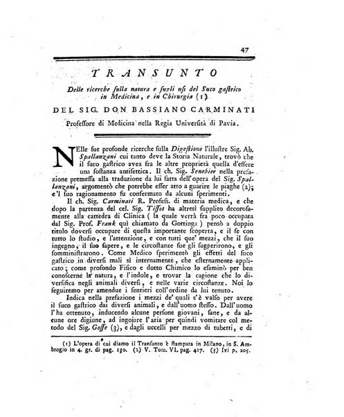 Opuscoli scelti sulle scienze e sulle arti. Tratti dagli Atti delle Accademie, e dalle altre collezioni filosofiche, e letterarie, dalle opere più recenti inglesi, tedesche, francesi, latine, e italiane, e da manoscritti originali, e inediti