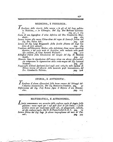 Opuscoli scelti sulle scienze e sulle arti. Tratti dagli Atti delle Accademie, e dalle altre collezioni filosofiche, e letterarie, dalle opere più recenti inglesi, tedesche, francesi, latine, e italiane, e da manoscritti originali, e inediti