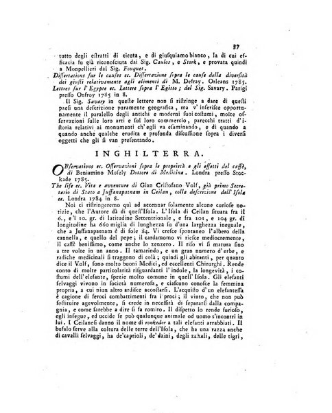 Opuscoli scelti sulle scienze e sulle arti. Tratti dagli Atti delle Accademie, e dalle altre collezioni filosofiche, e letterarie, dalle opere più recenti inglesi, tedesche, francesi, latine, e italiane, e da manoscritti originali, e inediti