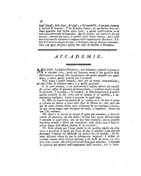 Opuscoli scelti sulle scienze e sulle arti. Tratti dagli Atti delle Accademie, e dalle altre collezioni filosofiche, e letterarie, dalle opere più recenti inglesi, tedesche, francesi, latine, e italiane, e da manoscritti originali, e inediti