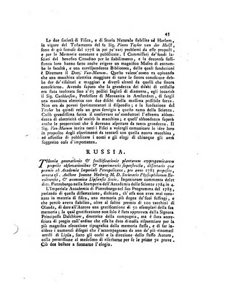 Opuscoli scelti sulle scienze e sulle arti. Tratti dagli Atti delle Accademie, e dalle altre collezioni filosofiche, e letterarie, dalle opere più recenti inglesi, tedesche, francesi, latine, e italiane, e da manoscritti originali, e inediti