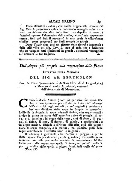 Opuscoli scelti sulle scienze e sulle arti. Tratti dagli Atti delle Accademie, e dalle altre collezioni filosofiche, e letterarie, dalle opere più recenti inglesi, tedesche, francesi, latine, e italiane, e da manoscritti originali, e inediti