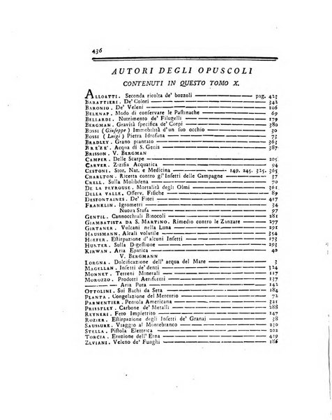 Opuscoli scelti sulle scienze e sulle arti. Tratti dagli Atti delle Accademie, e dalle altre collezioni filosofiche, e letterarie, dalle opere più recenti inglesi, tedesche, francesi, latine, e italiane, e da manoscritti originali, e inediti