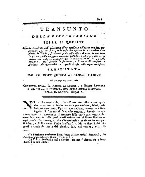 Opuscoli scelti sulle scienze e sulle arti. Tratti dagli Atti delle Accademie, e dalle altre collezioni filosofiche, e letterarie, dalle opere più recenti inglesi, tedesche, francesi, latine, e italiane, e da manoscritti originali, e inediti