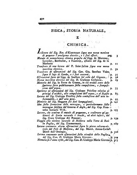 Opuscoli scelti sulle scienze e sulle arti. Tratti dagli Atti delle Accademie, e dalle altre collezioni filosofiche, e letterarie, dalle opere più recenti inglesi, tedesche, francesi, latine, e italiane, e da manoscritti originali, e inediti