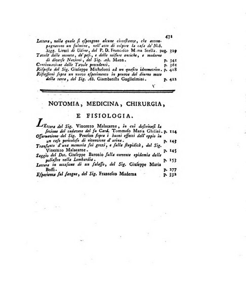 Opuscoli scelti sulle scienze e sulle arti. Tratti dagli Atti delle Accademie, e dalle altre collezioni filosofiche, e letterarie, dalle opere più recenti inglesi, tedesche, francesi, latine, e italiane, e da manoscritti originali, e inediti