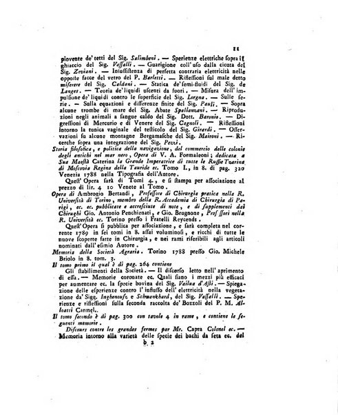 Opuscoli scelti sulle scienze e sulle arti. Tratti dagli Atti delle Accademie, e dalle altre collezioni filosofiche, e letterarie, dalle opere più recenti inglesi, tedesche, francesi, latine, e italiane, e da manoscritti originali, e inediti