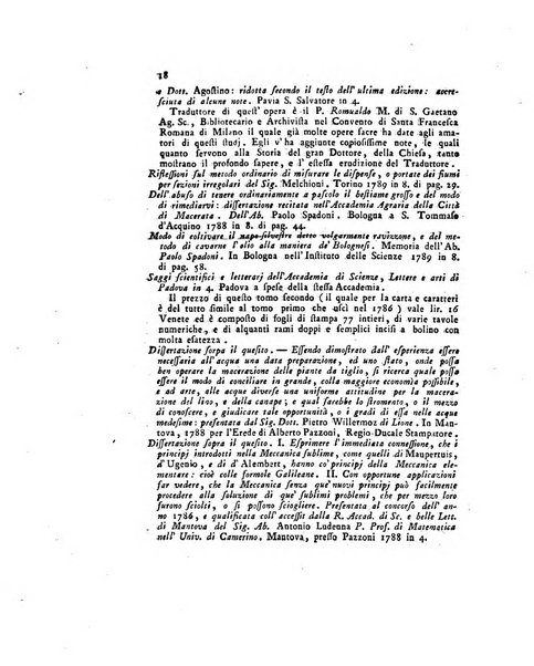 Opuscoli scelti sulle scienze e sulle arti. Tratti dagli Atti delle Accademie, e dalle altre collezioni filosofiche, e letterarie, dalle opere più recenti inglesi, tedesche, francesi, latine, e italiane, e da manoscritti originali, e inediti