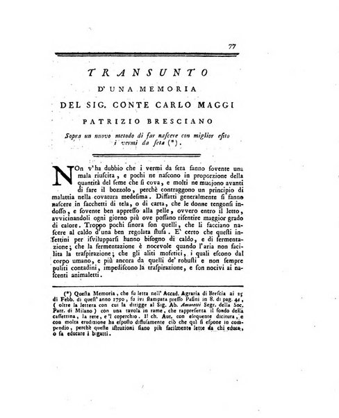 Opuscoli scelti sulle scienze e sulle arti. Tratti dagli Atti delle Accademie, e dalle altre collezioni filosofiche, e letterarie, dalle opere più recenti inglesi, tedesche, francesi, latine, e italiane, e da manoscritti originali, e inediti