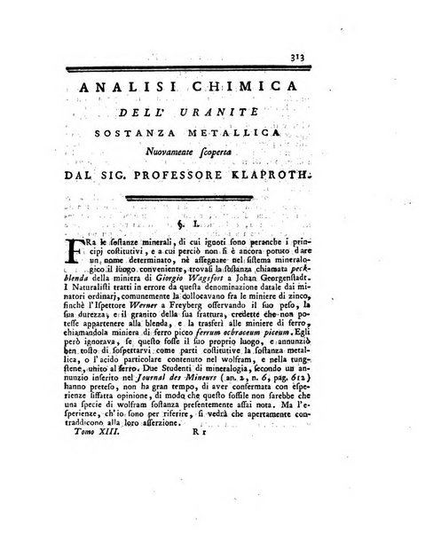 Opuscoli scelti sulle scienze e sulle arti. Tratti dagli Atti delle Accademie, e dalle altre collezioni filosofiche, e letterarie, dalle opere più recenti inglesi, tedesche, francesi, latine, e italiane, e da manoscritti originali, e inediti