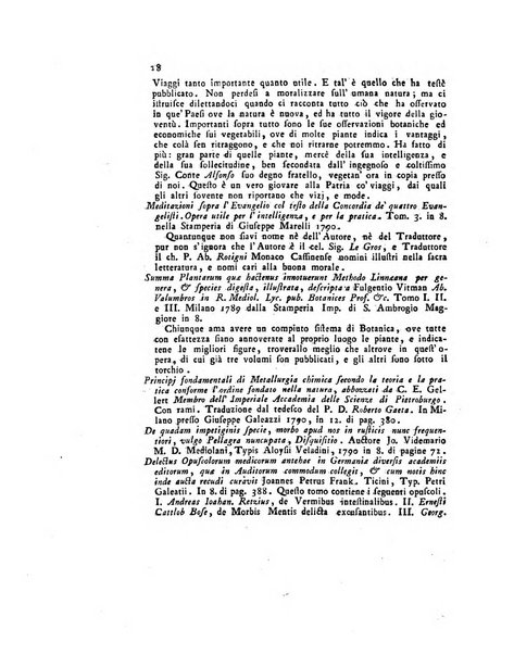 Opuscoli scelti sulle scienze e sulle arti. Tratti dagli Atti delle Accademie, e dalle altre collezioni filosofiche, e letterarie, dalle opere più recenti inglesi, tedesche, francesi, latine, e italiane, e da manoscritti originali, e inediti