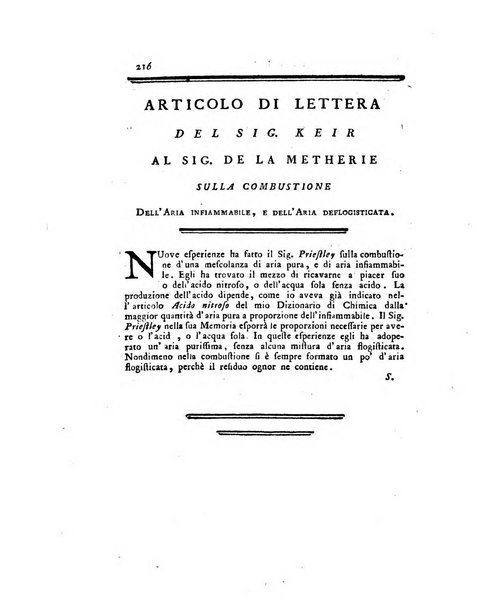 Opuscoli scelti sulle scienze e sulle arti. Tratti dagli Atti delle Accademie, e dalle altre collezioni filosofiche, e letterarie, dalle opere più recenti inglesi, tedesche, francesi, latine, e italiane, e da manoscritti originali, e inediti