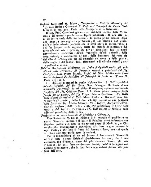 Opuscoli scelti sulle scienze e sulle arti. Tratti dagli Atti delle Accademie, e dalle altre collezioni filosofiche, e letterarie, dalle opere più recenti inglesi, tedesche, francesi, latine, e italiane, e da manoscritti originali, e inediti