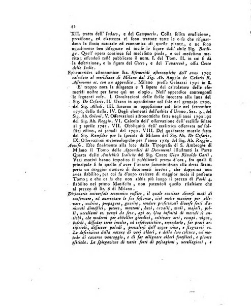 Opuscoli scelti sulle scienze e sulle arti. Tratti dagli Atti delle Accademie, e dalle altre collezioni filosofiche, e letterarie, dalle opere più recenti inglesi, tedesche, francesi, latine, e italiane, e da manoscritti originali, e inediti