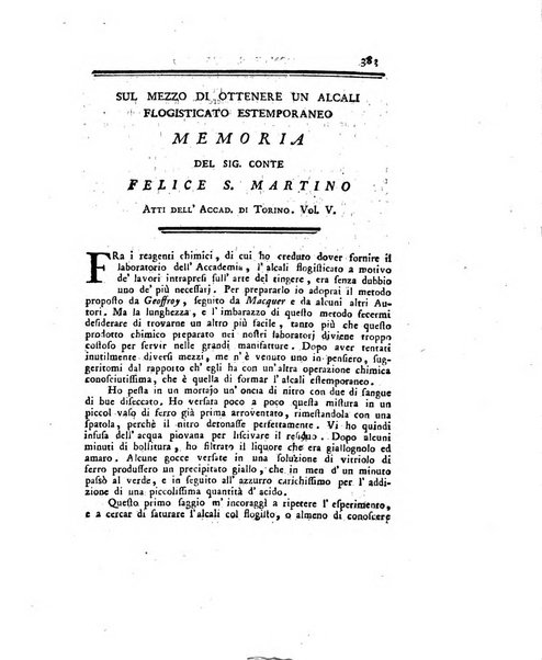 Opuscoli scelti sulle scienze e sulle arti. Tratti dagli Atti delle Accademie, e dalle altre collezioni filosofiche, e letterarie, dalle opere più recenti inglesi, tedesche, francesi, latine, e italiane, e da manoscritti originali, e inediti