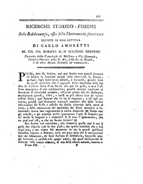 Opuscoli scelti sulle scienze e sulle arti. Tratti dagli Atti delle Accademie, e dalle altre collezioni filosofiche, e letterarie, dalle opere più recenti inglesi, tedesche, francesi, latine, e italiane, e da manoscritti originali, e inediti