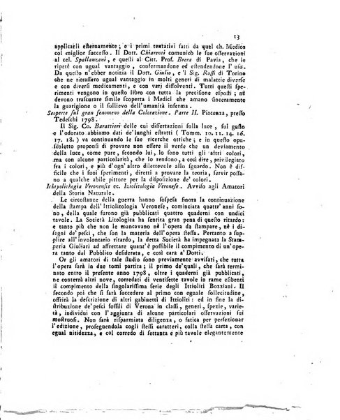 Opuscoli scelti sulle scienze e sulle arti. Tratti dagli Atti delle Accademie, e dalle altre collezioni filosofiche, e letterarie, dalle opere più recenti inglesi, tedesche, francesi, latine, e italiane, e da manoscritti originali, e inediti