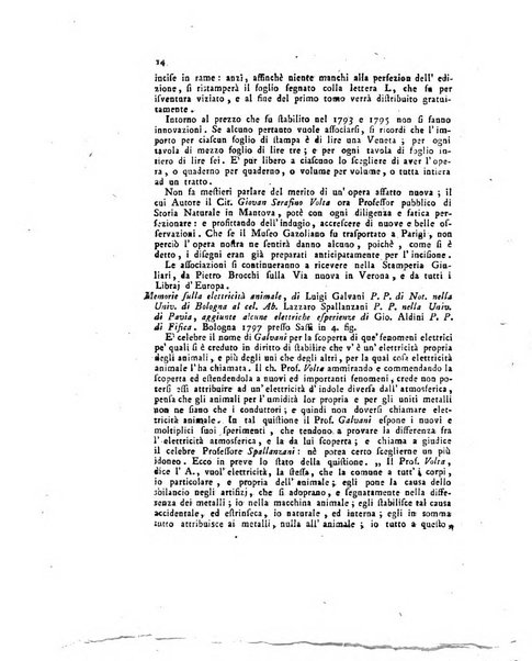 Opuscoli scelti sulle scienze e sulle arti. Tratti dagli Atti delle Accademie, e dalle altre collezioni filosofiche, e letterarie, dalle opere più recenti inglesi, tedesche, francesi, latine, e italiane, e da manoscritti originali, e inediti