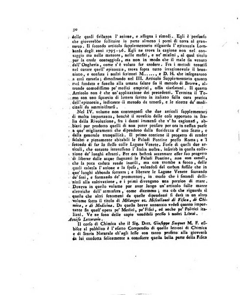 Opuscoli scelti sulle scienze e sulle arti. Tratti dagli Atti delle Accademie, e dalle altre collezioni filosofiche, e letterarie, dalle opere più recenti inglesi, tedesche, francesi, latine, e italiane, e da manoscritti originali, e inediti