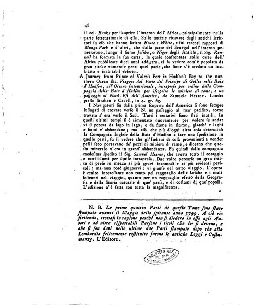 Opuscoli scelti sulle scienze e sulle arti. Tratti dagli Atti delle Accademie, e dalle altre collezioni filosofiche, e letterarie, dalle opere più recenti inglesi, tedesche, francesi, latine, e italiane, e da manoscritti originali, e inediti