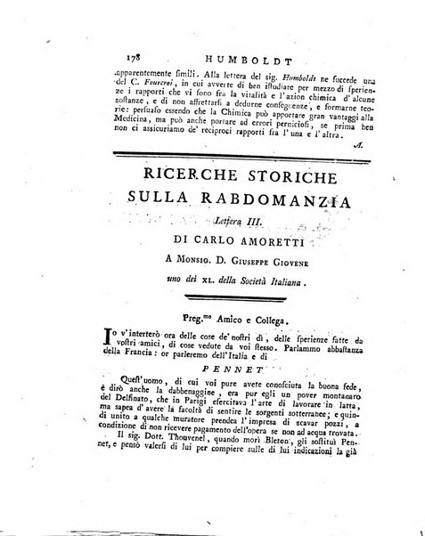 Opuscoli scelti sulle scienze e sulle arti. Tratti dagli Atti delle Accademie, e dalle altre collezioni filosofiche, e letterarie, dalle opere più recenti inglesi, tedesche, francesi, latine, e italiane, e da manoscritti originali, e inediti