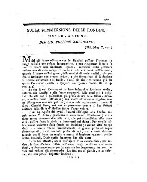 Opuscoli scelti sulle scienze e sulle arti. Tratti dagli Atti delle Accademie, e dalle altre collezioni filosofiche, e letterarie, dalle opere più recenti inglesi, tedesche, francesi, latine, e italiane, e da manoscritti originali, e inediti