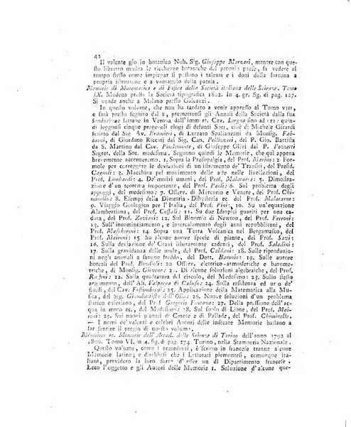 Opuscoli scelti sulle scienze e sulle arti. Tratti dagli Atti delle Accademie, e dalle altre collezioni filosofiche, e letterarie, dalle opere più recenti inglesi, tedesche, francesi, latine, e italiane, e da manoscritti originali, e inediti