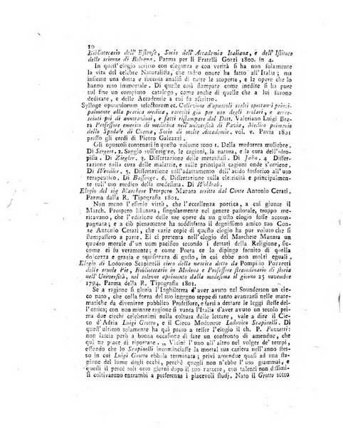 Opuscoli scelti sulle scienze e sulle arti. Tratti dagli Atti delle Accademie, e dalle altre collezioni filosofiche, e letterarie, dalle opere più recenti inglesi, tedesche, francesi, latine, e italiane, e da manoscritti originali, e inediti