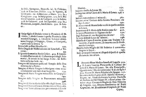 Antichità di Leuca città già posta nel capo salentino. De' luoghi, delle terre, e d'altre città del medesimo promontorio, e del venerabile tempio di Santa Maria di Leuca, detto volgarmente de finibus terrae, delle preeminenze di cosi riuerito pellegrinaggio, e delle sacre indulgenze, che vi si godono. Opera del m.r.p. Luigi Tasselli di Casarano ...
