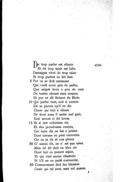 1: Beaudous : ein altfranzösischer Abenteuerroman des 13. Jahrhunderts Robert's von Blois / nach der einzigen Handschrift der Pariser Nationalbibliothek herausgegeben von Jacob Ulrich