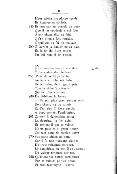 1: Beaudous : ein altfranzösischer Abenteuerroman des 13. Jahrhunderts Robert's von Blois / nach der einzigen Handschrift der Pariser Nationalbibliothek herausgegeben von Jacob Ulrich