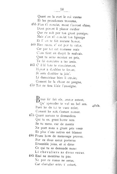 1: Beaudous : ein altfranzösischer Abenteuerroman des 13. Jahrhunderts Robert's von Blois / nach der einzigen Handschrift der Pariser Nationalbibliothek herausgegeben von Jacob Ulrich