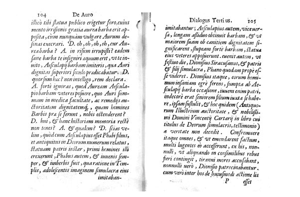 De auro dialogi tres. In quibus non solum de auri in re medica facultate, verum etiam de specifica eius, & caeterarum rerum forma, ac duplici potestate, qua mixtis in omnibus illa operatur, copiosè disputatur. Abrahamo è Porta Leonis ... auctore. ...